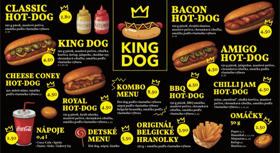 King Dog Menu